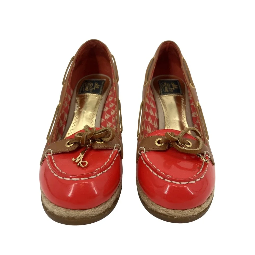 Sperry Top-Sider Wedge Heels Womens 7.5M Red Patent Leather Espadrille